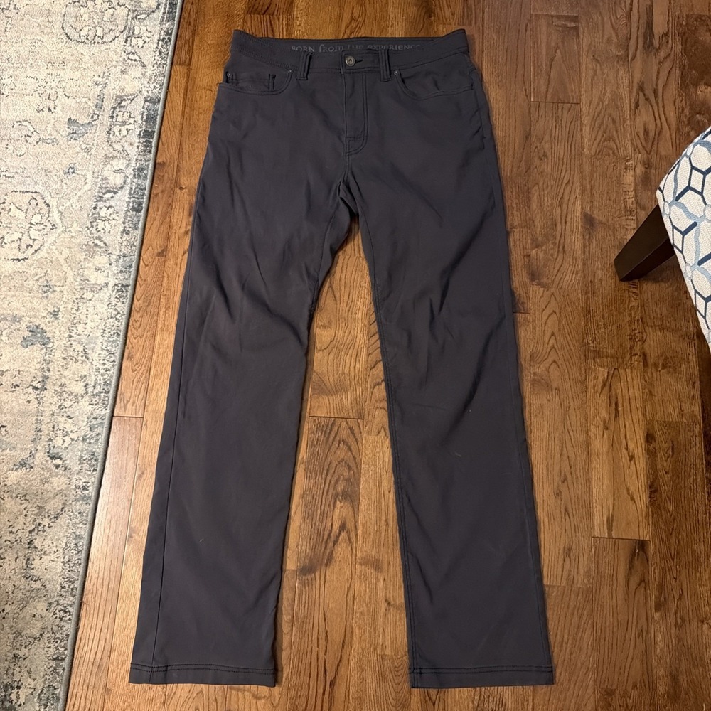 prAna Pants Mens 34x34 Gray Slim Fit Stretch 5 Pocket Hiking Outdoor Travel